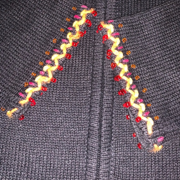 Arriviste Vintage Beaded Embroidered Cat Dog Animals Birds Sweater Small Zip Up - Picture 11 of 17